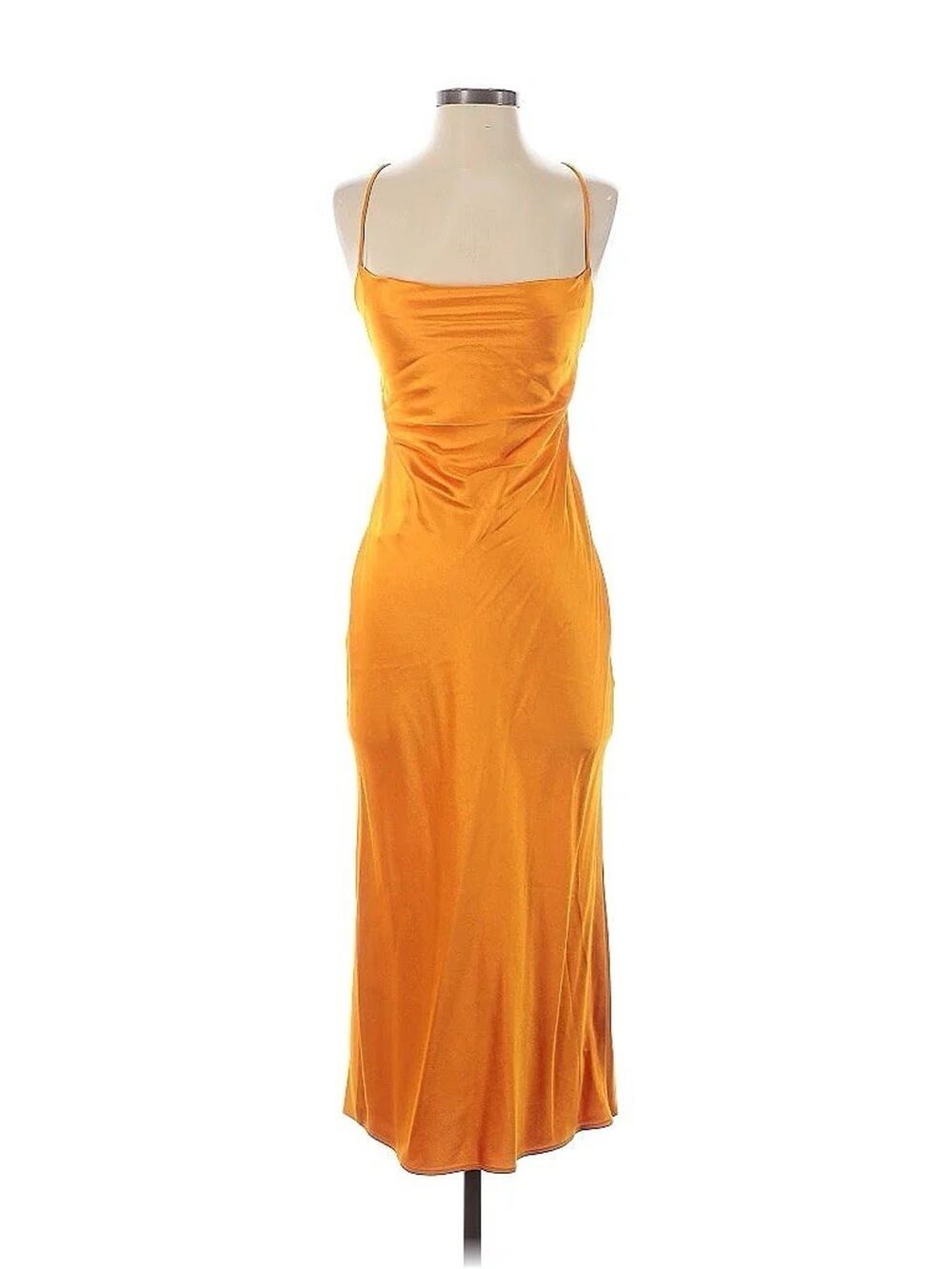 Bec And Bridge Seraphine Lace Up Tangerine Orange Midi Dress Draped Silky 2